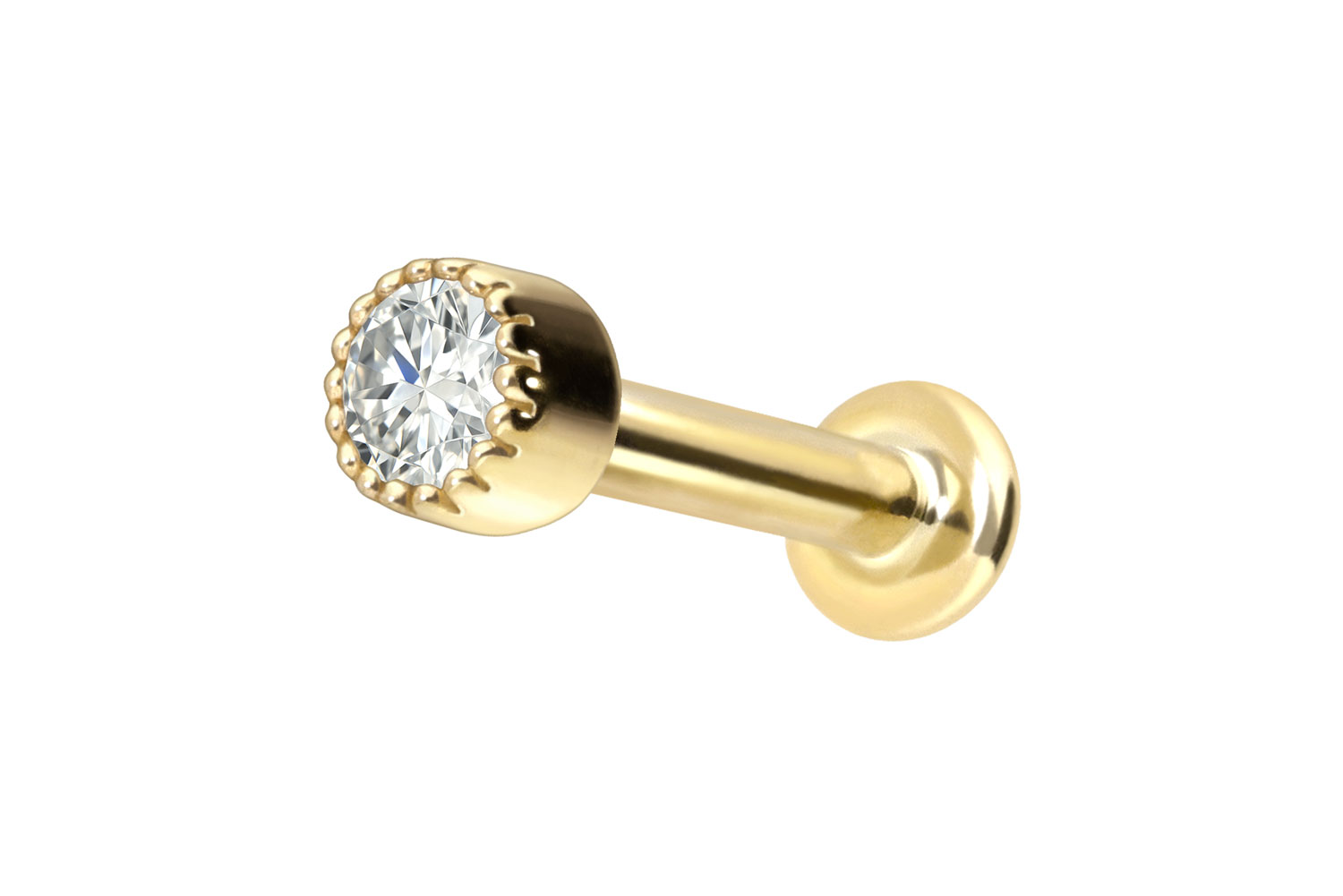 18 Karat Gold Labret Piercing mit Innengewinde DIAMANT-DISC